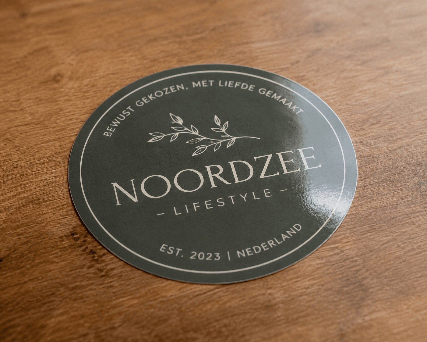 Wijn-etiket op fles — ovaal Noordzee Lifestyle